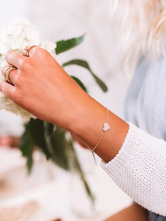 Kendra Scott Jewelry - NWT Kendra Scott Ari Heart Gold Chain Bracelet in Iridescent Drusy